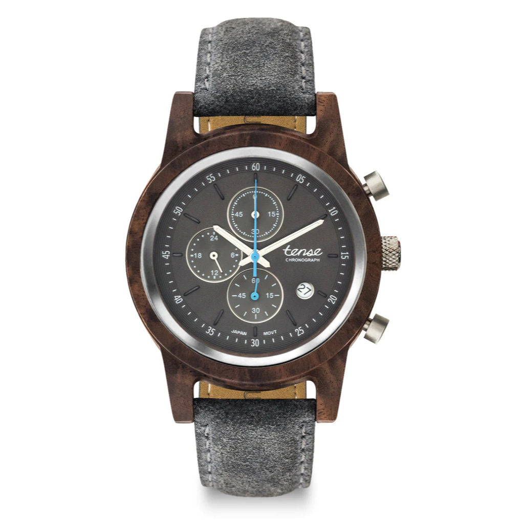 Tense Cambridge Chrono Suede Watch Suede Smoke