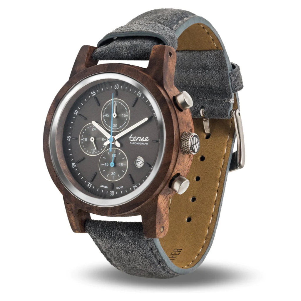 Tense Cambridge Chrono Suede Watch Suede Smoke