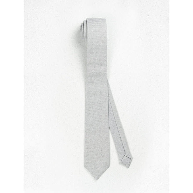 Beaux Hand Crafted Skinny Necktie Dove Grey Linen