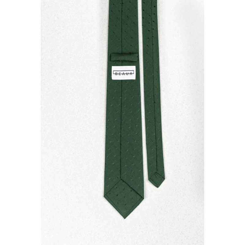 Beaux Hand Crafted Skinny Necktie Emerald Green Polka Dot