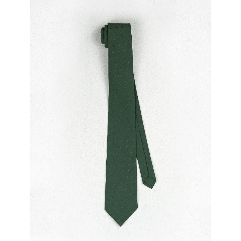 Beaux Hand Crafted Skinny Necktie Emerald Green Polka Dot