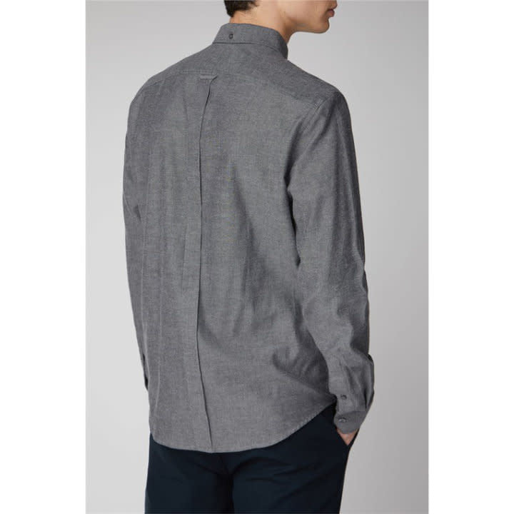 Ben Sherman Brushed Flannel L/S Shirt - Smoke - 2 - Tops - Shirts (Long Sleeve)
