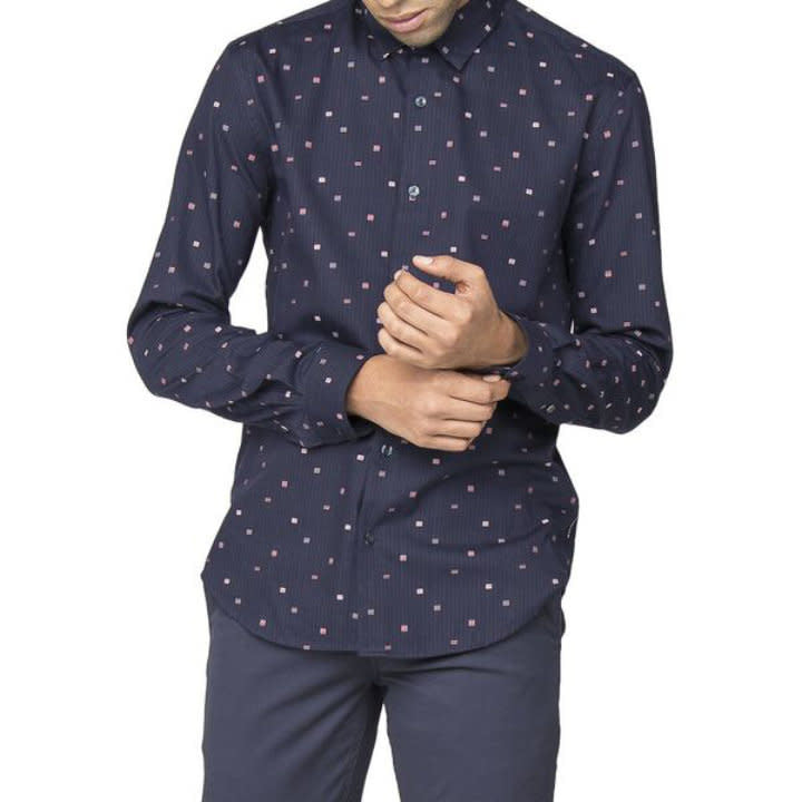 Ben Sherman Clip Float Stripe L/S Shirt Dark Navy