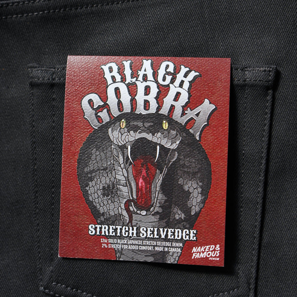 Naked & Famous Black Cobra Stretch Selvedge - Weird Guy Black Cobra Stretch