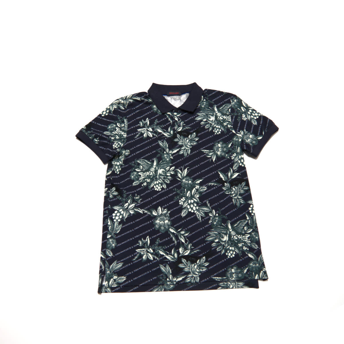 Scotch & Soda All-Over Pattern Polo - Navy - 1 - Tops - Polo Shirts