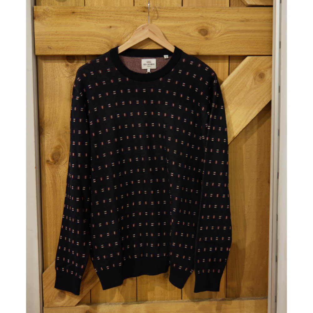 Ben Sherman Geo Pattern Crew Sweater Navy