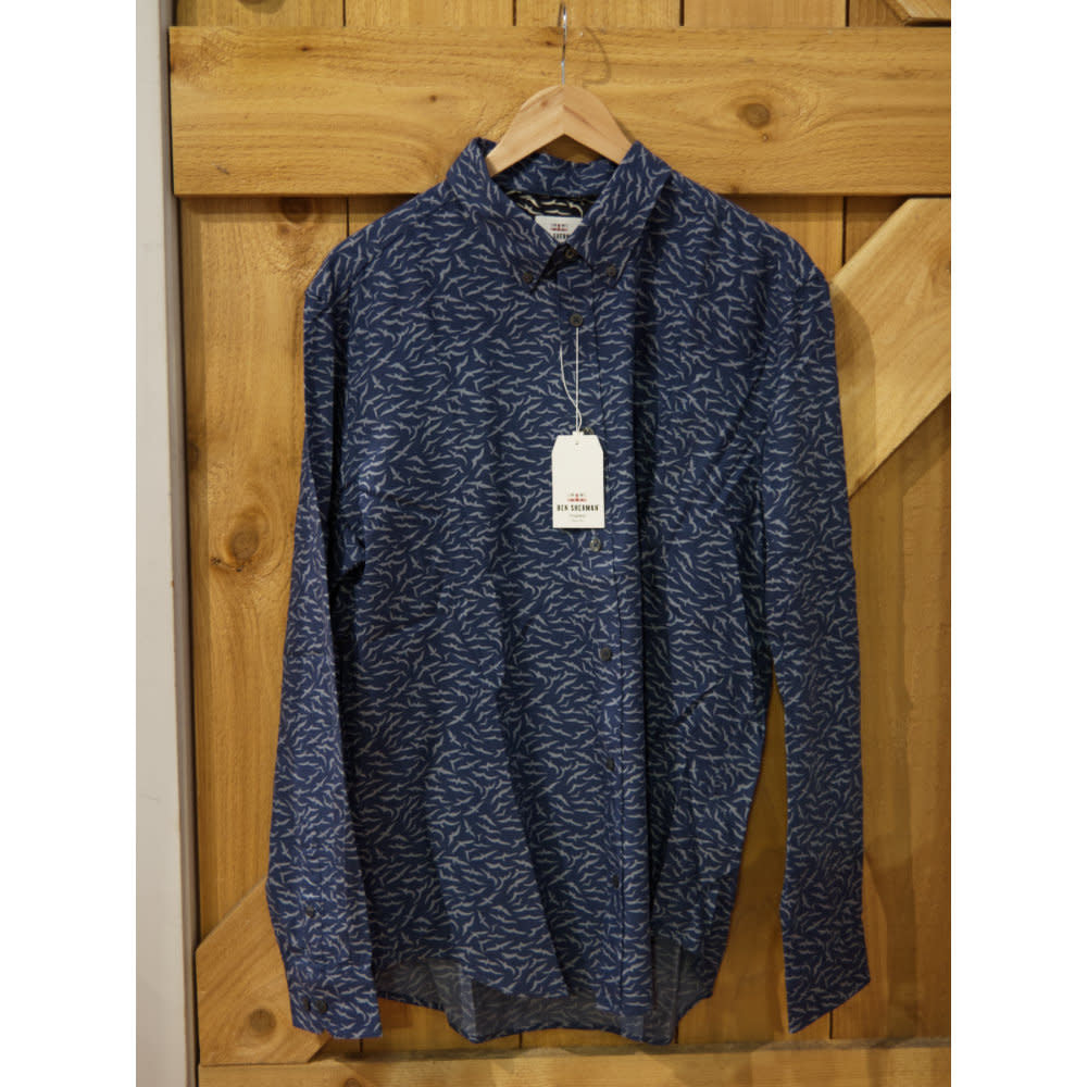Ben Sherman Seagull Print L/S Shirt Navy