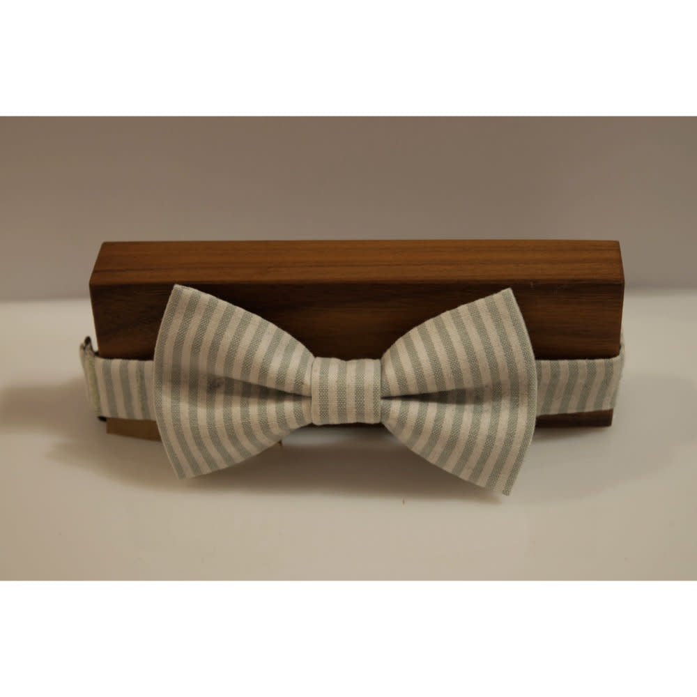 Beaux Hand Crafted Pre-Tie Bowtie Sage Stripe