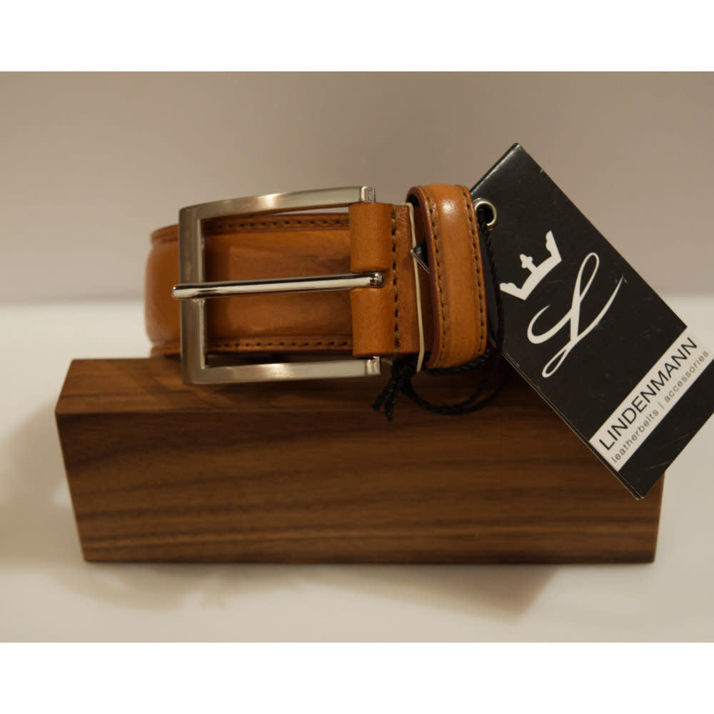 Lindenmann Leather Dress Belt Cognac