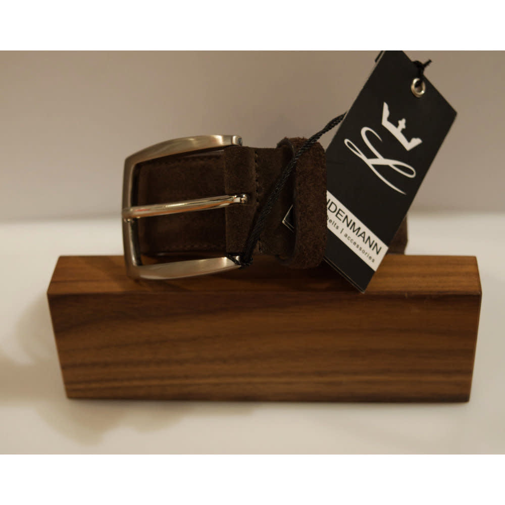 Lindenmann Suede Leather Belt Dark Brown