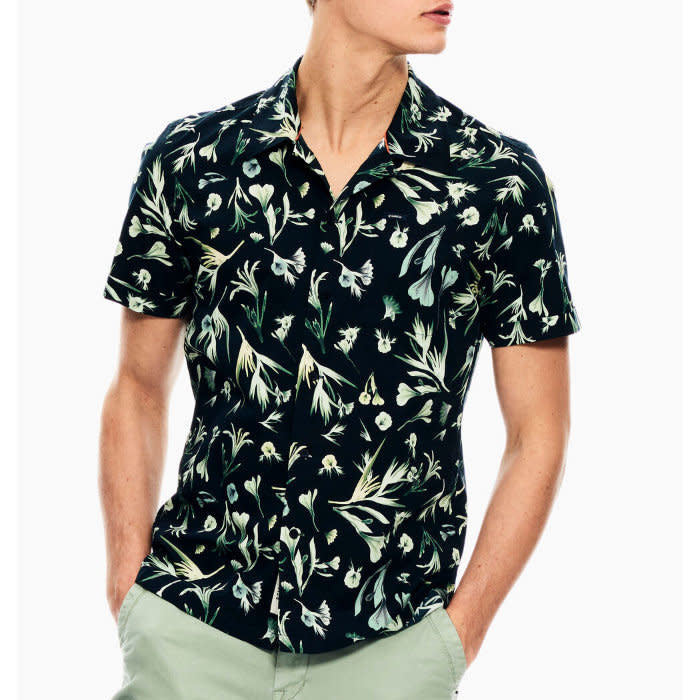 Garcia Allover Floral Print S/S Shirt Dark Moon