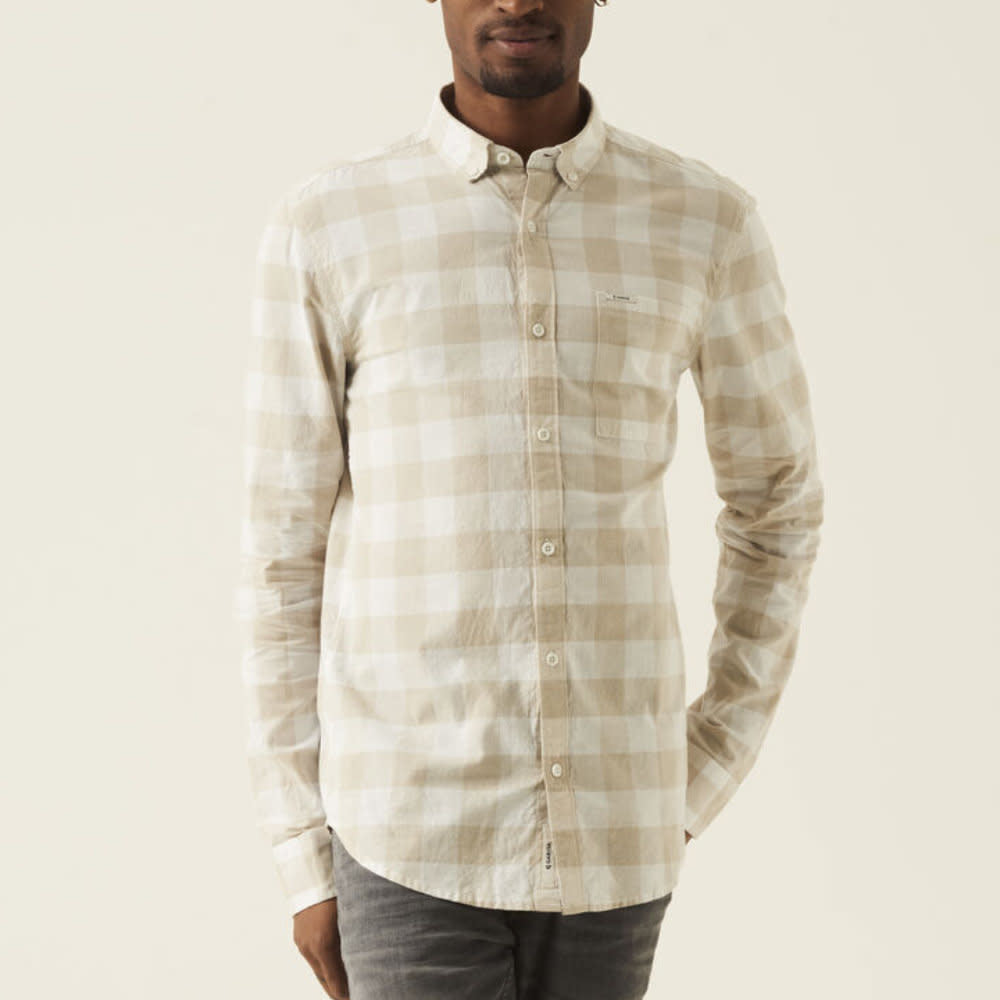 Garcia Beige Checkered L/S Shirt - Beige - 1 - Tops - Shirts (Long Sleeve)