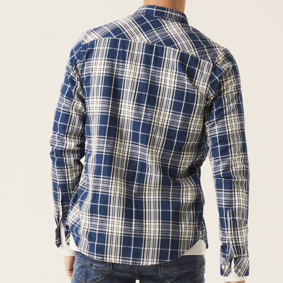 Garcia 100% Cotton L/S Plaid Shirt Indigo