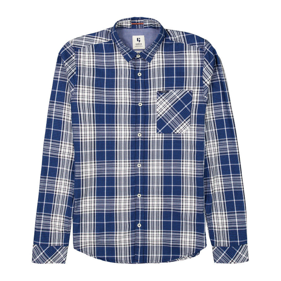 Garcia 100% Cotton L/S Plaid Shirt Indigo