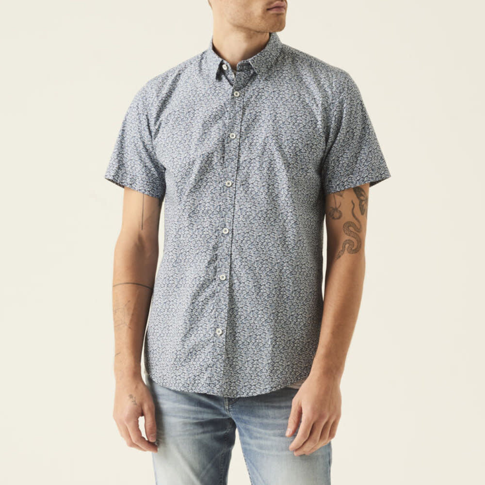 Garcia Dash Patterned S/S Shirt Blue
