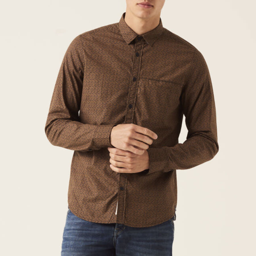 Garcia Printed 100% Cotton L/S Shirt Burnt Caramel