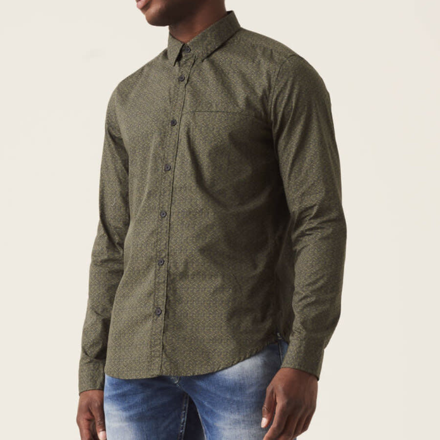 Garcia Printed 100% Cotton L/S Shirt Washed Army