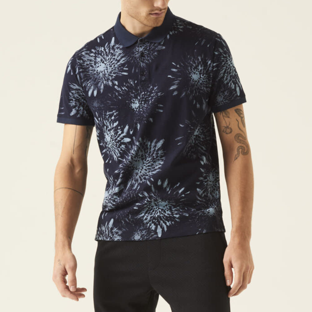 Garcia Spray Print 100% Cotton Polo Dark Moon