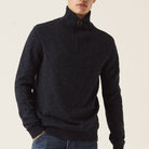 Garcia Zip Collar Knit Sweater - Dark Moon - 1 - Tops - Zip Sweaters