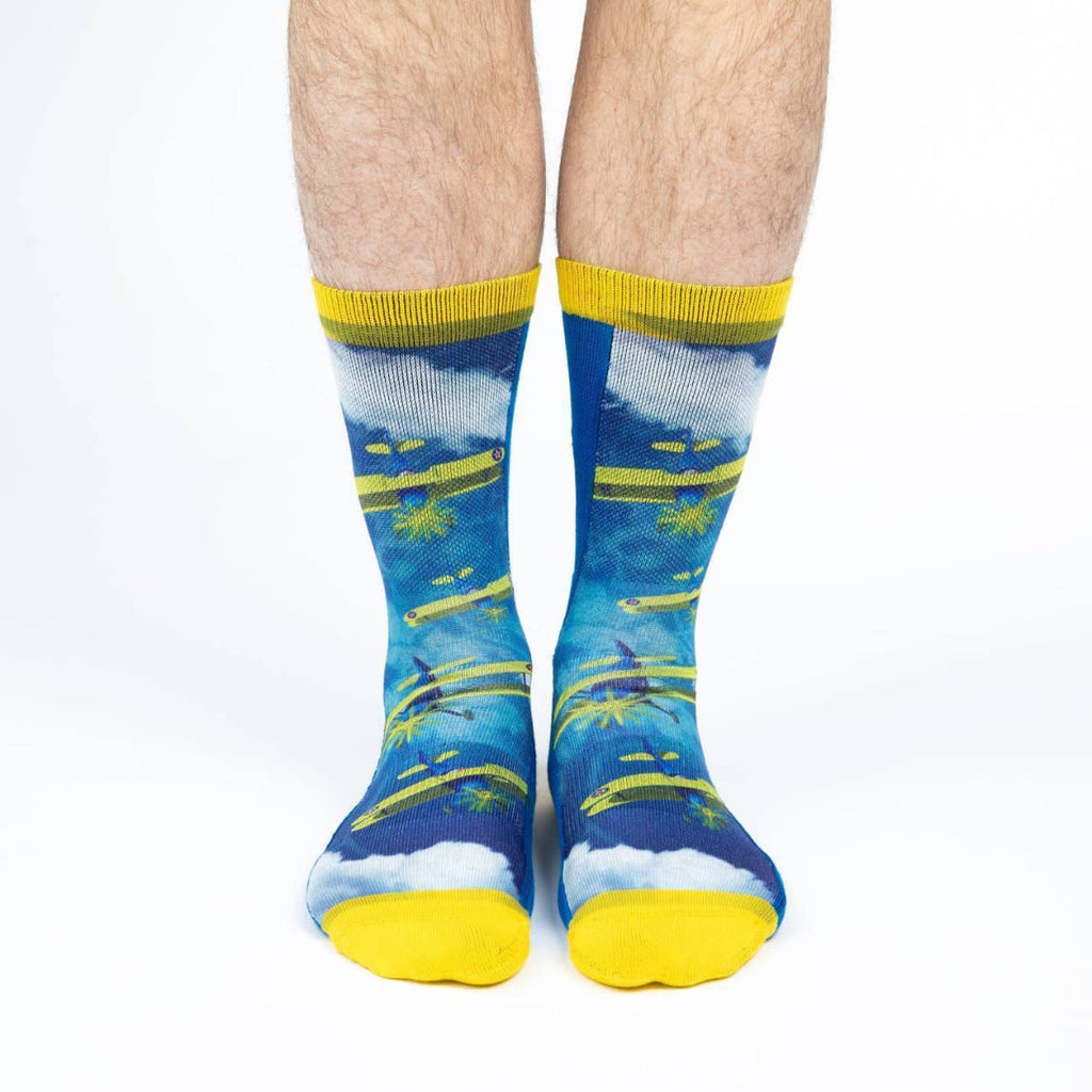 Good Luck Sock Biplane Fighter Socks Blue