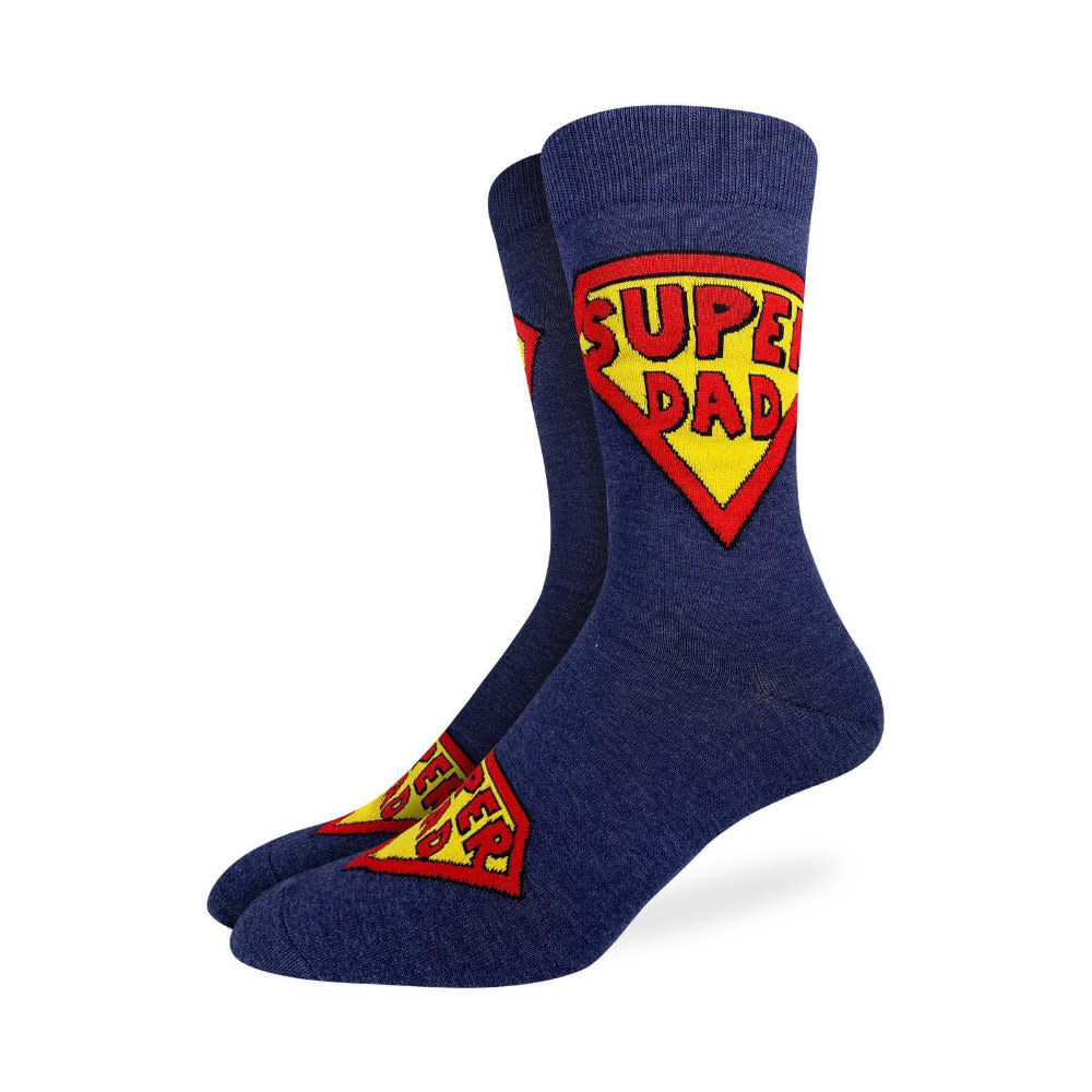 Good Luck Sock Super Dad Socks - Navy - 1 - Socks - Crew Socks