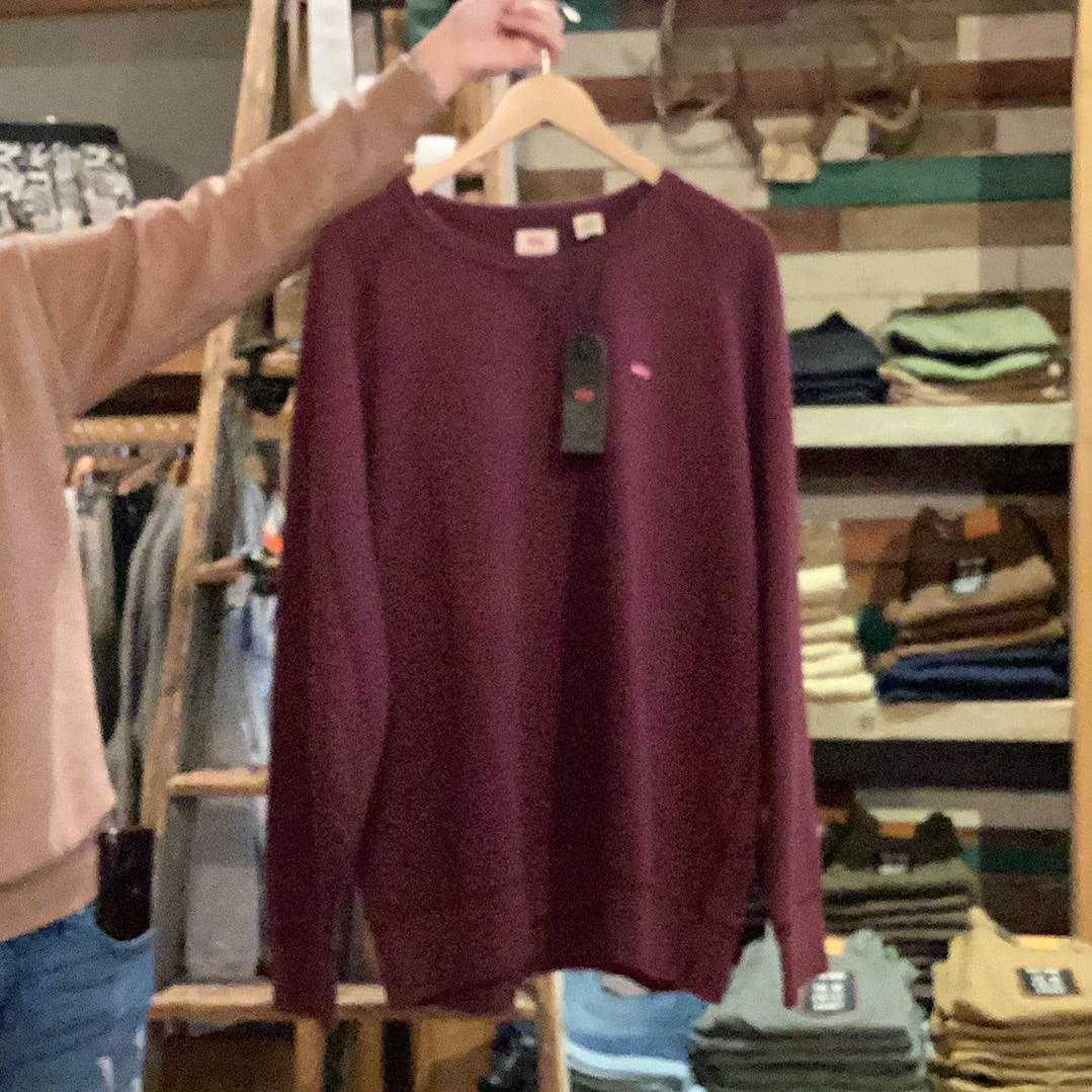 Levis Original Icon Crew Sweater - Fig Purple - 1 - Tops - Fleece Sweaters