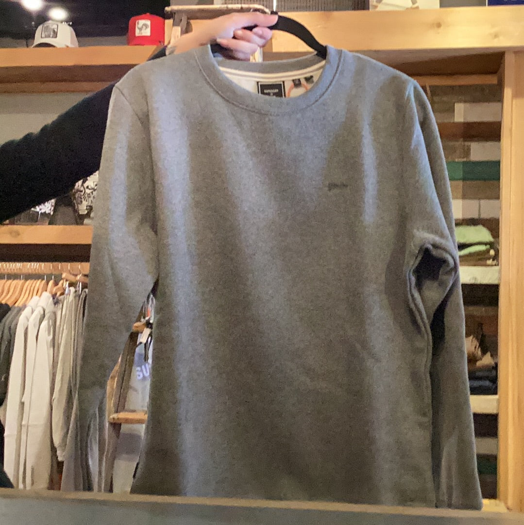 'Superdry Vintage Logo Embroidered Crew Neck Jumper' in 'Rich Charcoal Marl' colour