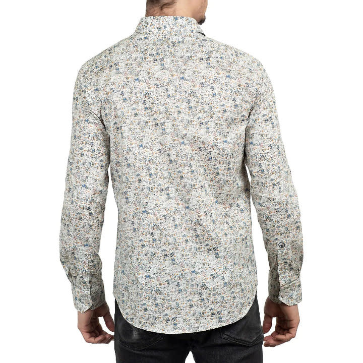 John Lennon Collection Watercolour Flowers L/S Dress Shirt White