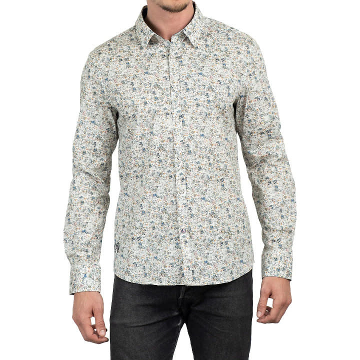 John Lennon Collection Watercolour Flowers L/S Dress Shirt White