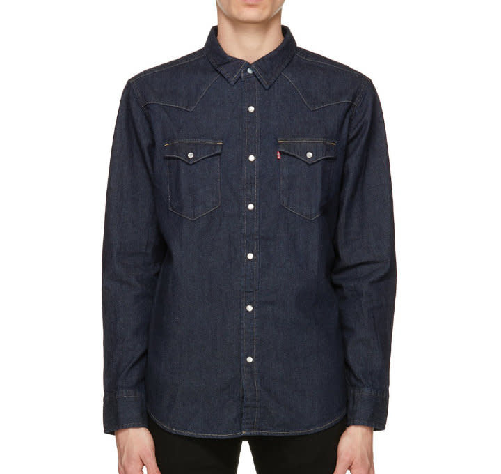 Levis Barstow Western Shirt - Indigo - Dark Wash - 1 - Tops - Shirts (Long Sleeve)