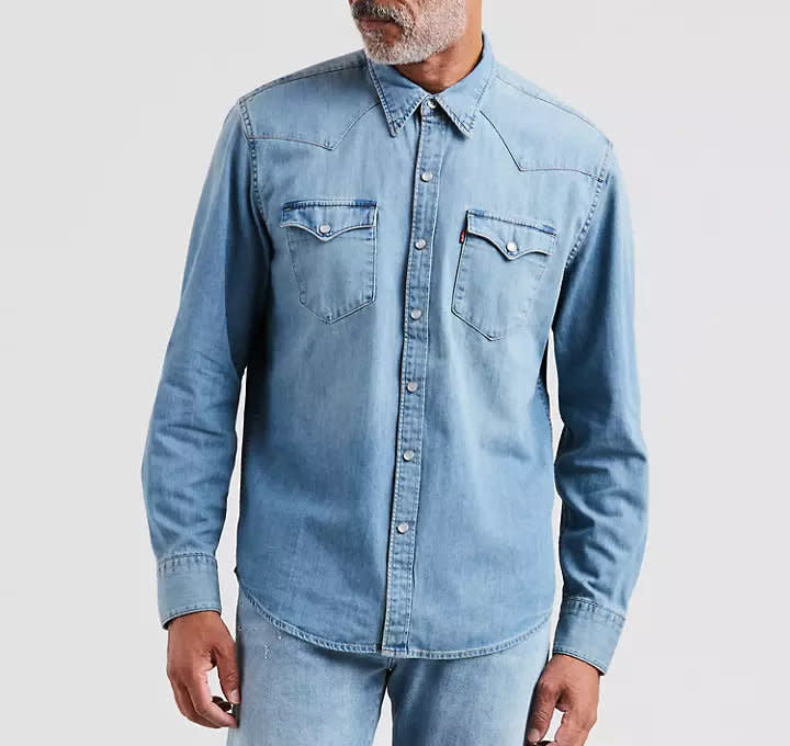 Levis Barstow Western Shirt - Red Cast Stone Light Wash