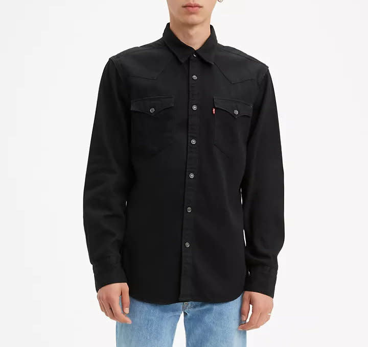 Levis Barstow Western Shirt - Black Marble Black