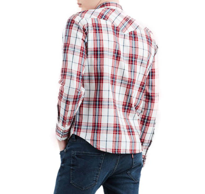 Levis Barstow Western Shirt - Wildcat Crimson - Red/White Check - 2 - Tops - Shirts (Long Sleeve)