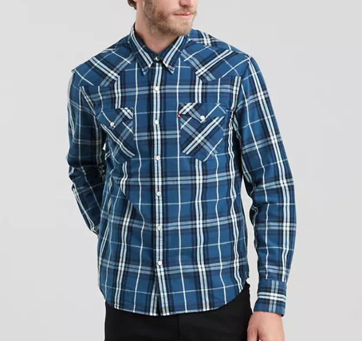 Levis Barstow Western Shirt - Wildcat Indigo Blue Check