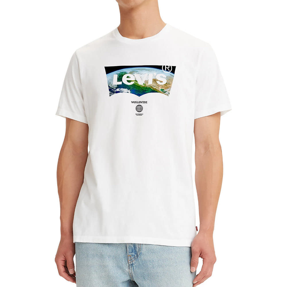 Levis Graphic Crewneck Cotton Tee Globe White