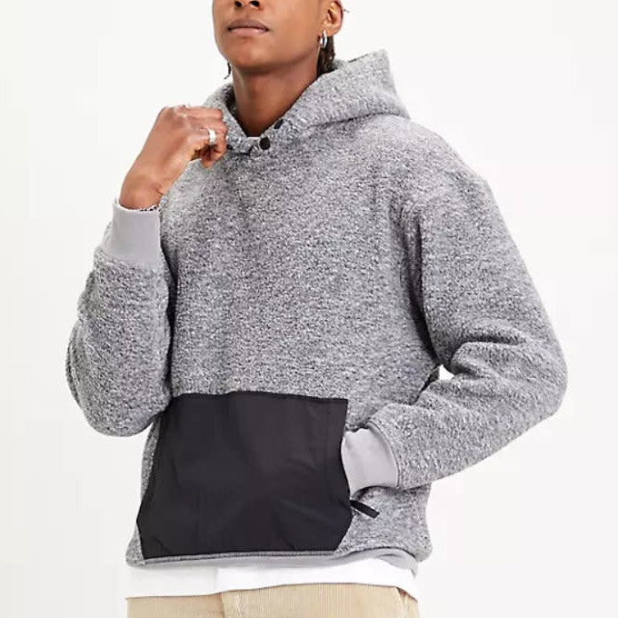 Levis Nylon Pocket Sherpa Hoodie - Grey - 1 - Tops - Pullover Hoodies
