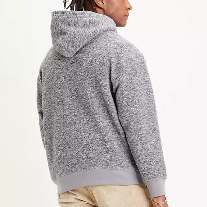 Levis Nylon Pocket Sherpa Hoodie - Grey - 2 - Tops - Pullover Hoodies
