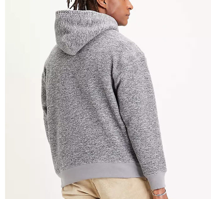 Levis Nylon Pocket Sherpa Hoodie Grey