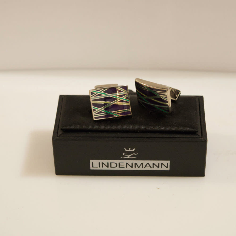 Lindenmann Assorted Cufflinks Purple Patterned Square