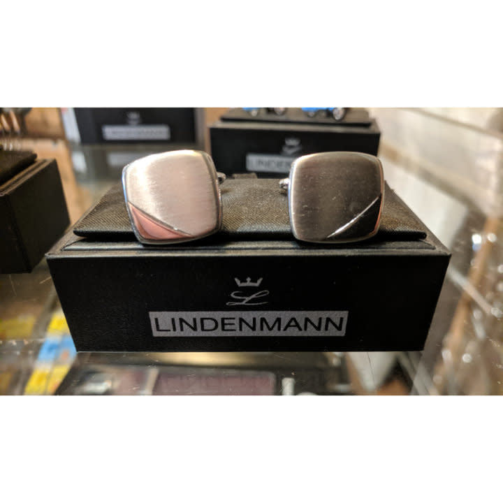 Lindenmann Assorted Cufflinks Silver Brushed Silver Square