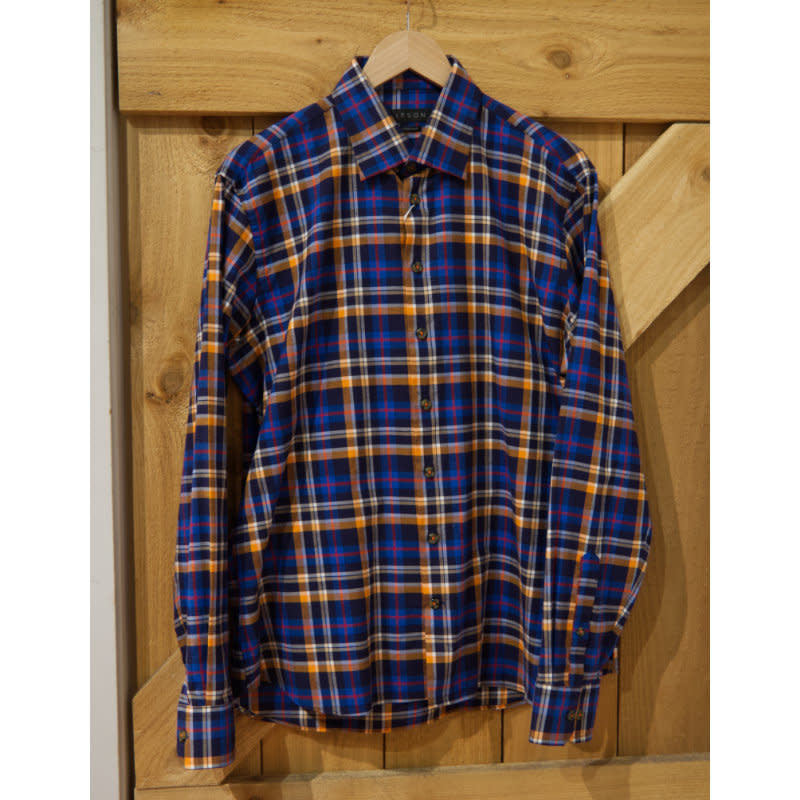 Lipson Shirtmakers Hidden Button L/S Shirt Blue/Orange Plaid