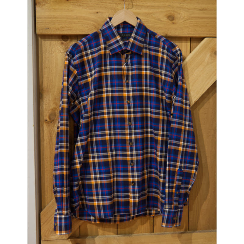 Lipson Shirtmakers Hidden Button L/S Shirt Blue/Orange Plaid