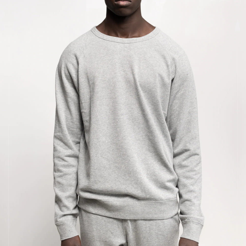 National Standards 250G French Terry L/S Crew Sweater - Melange Grey - 1 - Tops - Fleece Sweaters