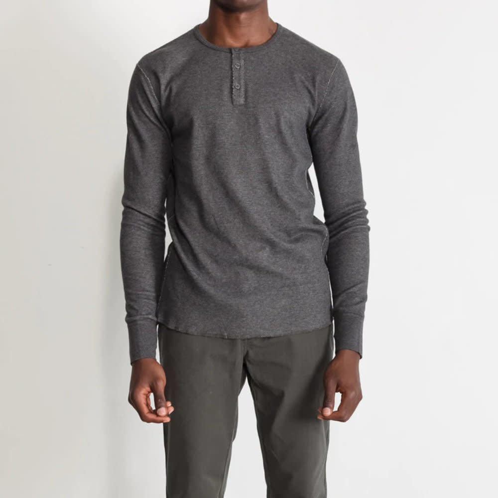 National Standards Mesh Thermal Henley Melange Charcoal