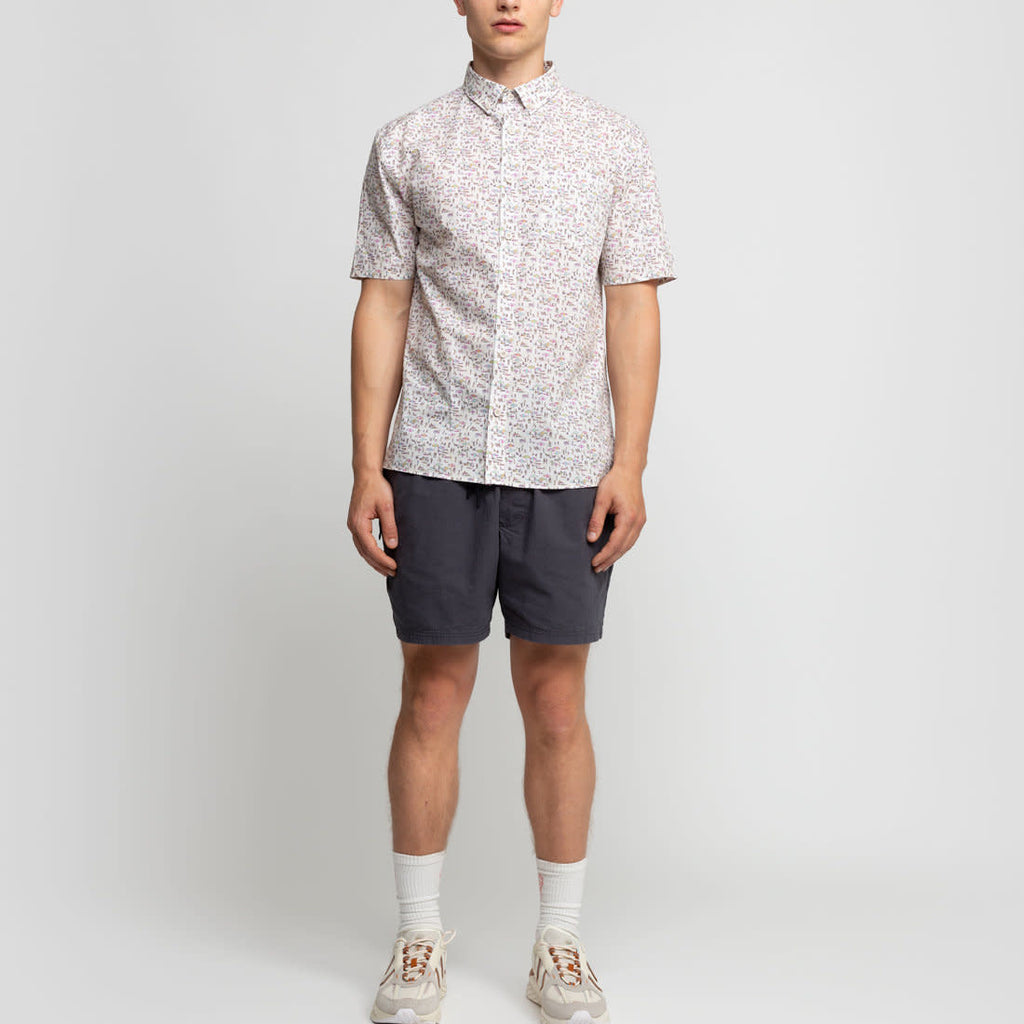 Revolution (RVLT) 3869 Short Sleeve Cuban Shirt Off White