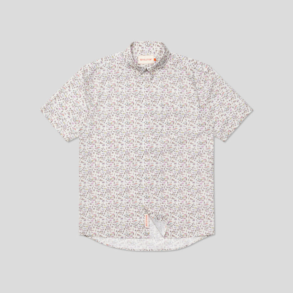 Revolution (RVLT) 3869 Short Sleeve Cuban Shirt Off White