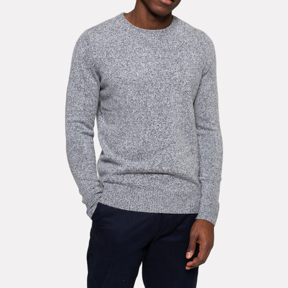 Revolution (RVLT) Melange Knit Crew Sweater Navy