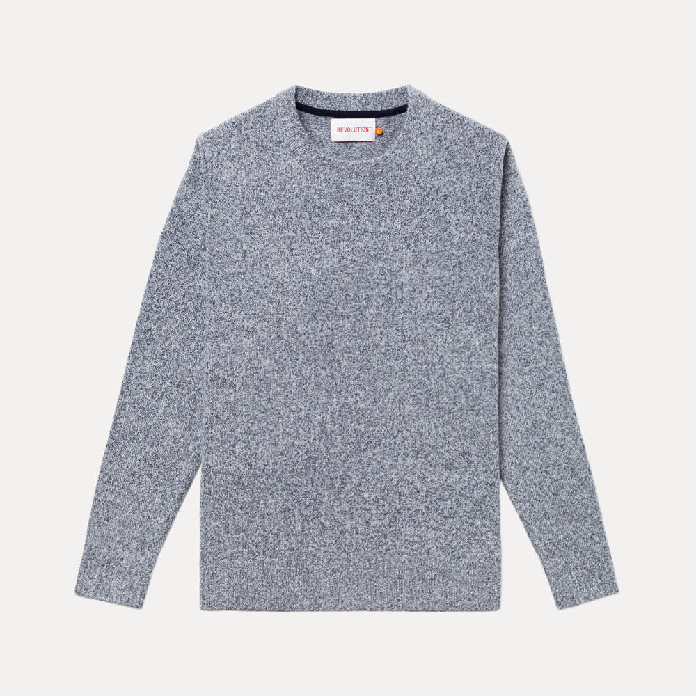 Revolution (RVLT) Melange Knit Crew Sweater Navy