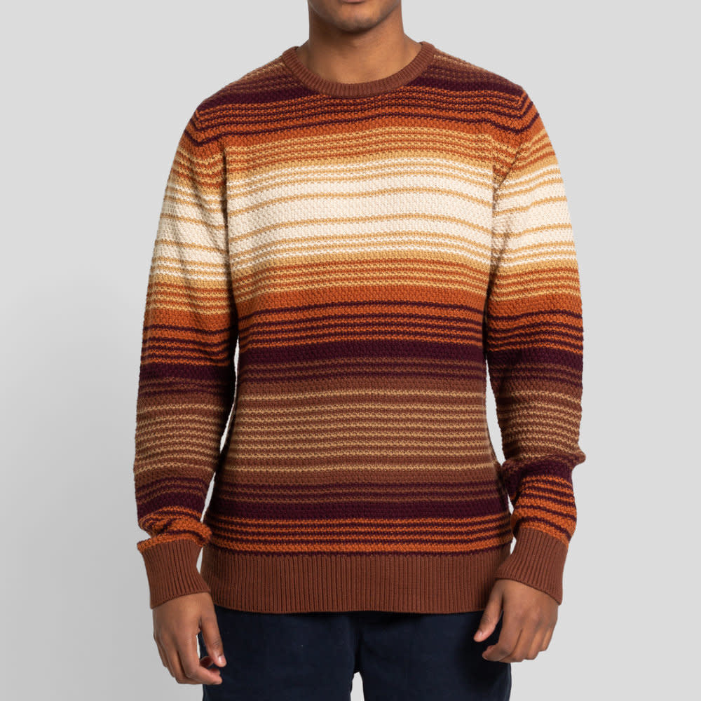 RVLT Stripe Knit Sweater - Brown - 1 - Tops - Knit Sweaters