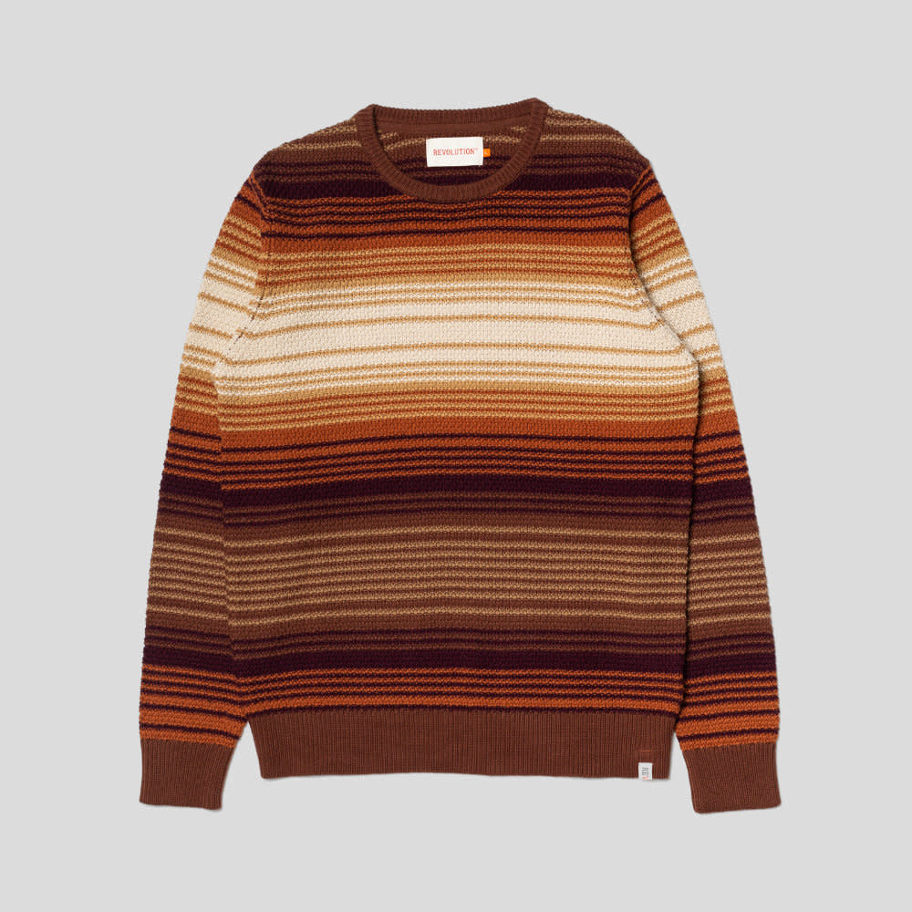 RVLT Stripe Knit Sweater - Brown - 4 - Tops - Knit Sweaters